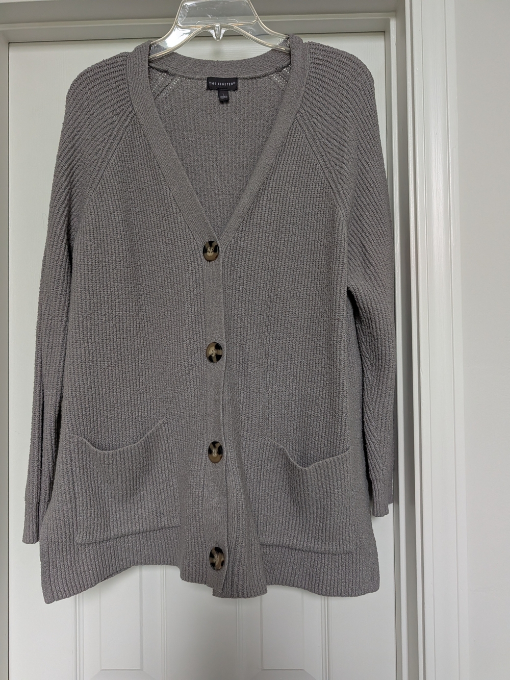 The Limited Gray Button-Up Ribbed Cardigan